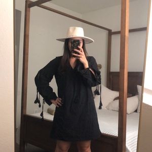 Rebecca Minkoff black tied long sleeve dress